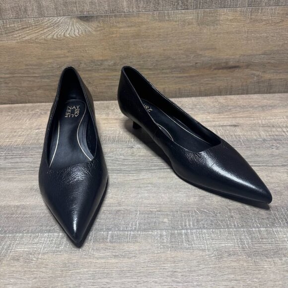 Naturalizer Natalia Black Leather Kitten Heel Pumps Women's Size 12 - Picture 6 of 7